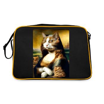 Meow Lisa Funny Cat Parody of the Mona Lisa - Retro Bag - black/gold - Back