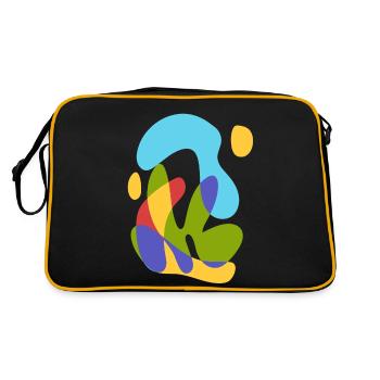 Meeressonne und tropische Flora - kühn abstrakt - Retro Tasche - Schwarz/Gold - Hinten
