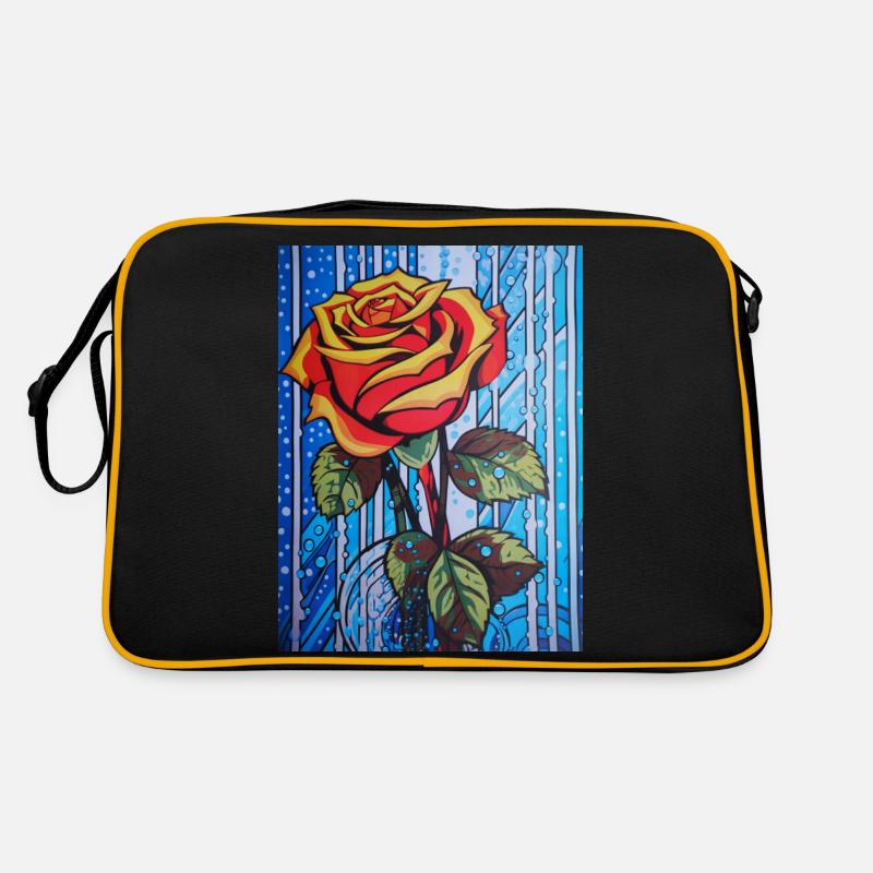 Pop Art Einzelne rote Rose graphisch stilisiert Retro Tasche