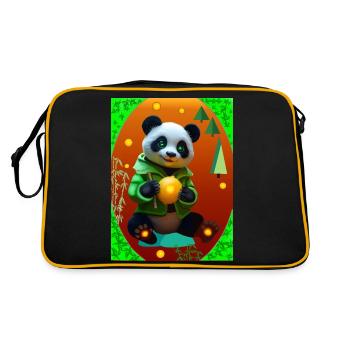 Cyber Panda With Neon Lemon - Retro Bag - black/gold - Back