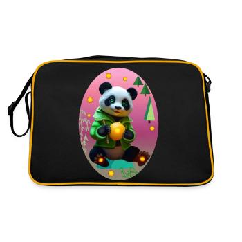 Cyber Panda With Neon Lemon - Retro Bag - black/gold - Back