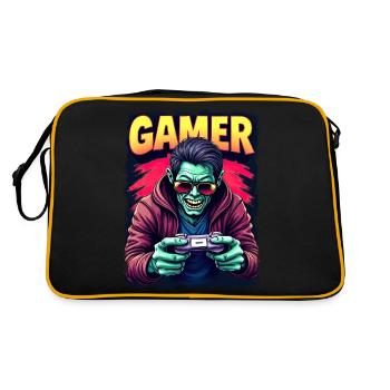 Zombie Gamer – Undead with Controller Retro Style - Retro Bag - black/gold - Back