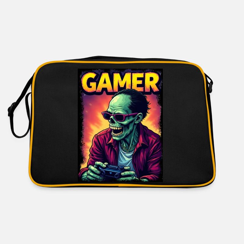 Zombie Gamer mit Controller Retro Tasche