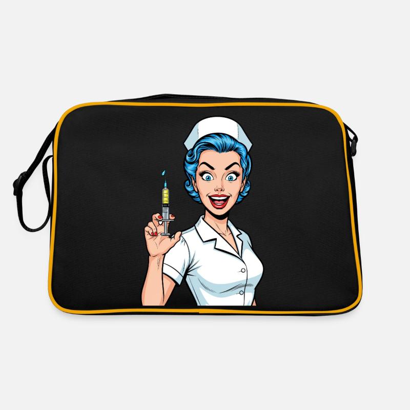 Verrückte Krankenschwester Comic Pop Art Spritze Retro Tasche
