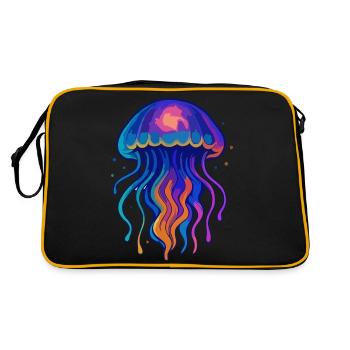 Neon Qualle - Retro Tasche - Schwarz/Gold - Hinten
