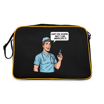 Funny Nurse Saying – Stupidity Medication - Retro Bag - black/gold - Back