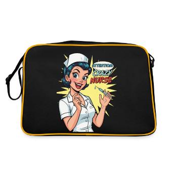 Funny retro nurse with syringe - Retro Bag - black/gold - Back