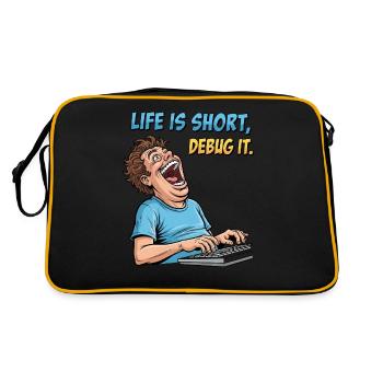 Debug Your Life: Funny IT Programmer Shirt - Retro Bag - black/gold - Back