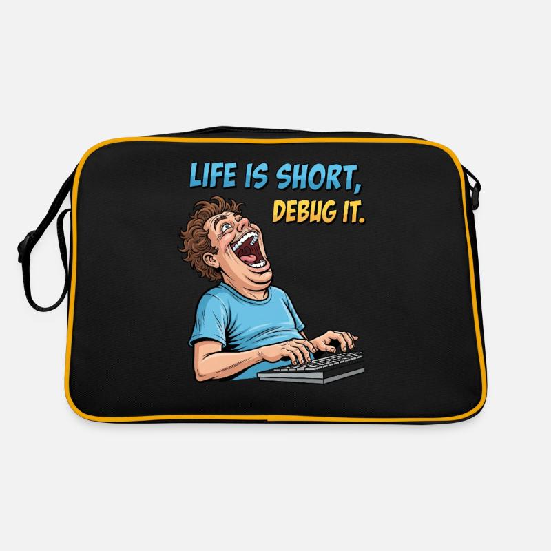 Debug Your Life: Witziges IT Programmierer Shirt Retro Tasche