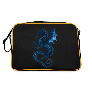 Himmlischer Drache – Sternenhimmel Kosmische Bestie Illustration - Retro Tasche - Schwarz/Gold - Hinten