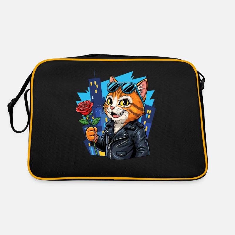Coole Katze mit Rose – Charme Offensive! Retro Tasche