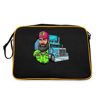 Tough road, cool guy: Your trucker design! - Retro Bag - black/gold - Back