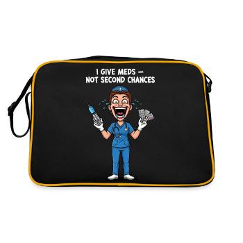 Dicton d’infirmière coriace : Pas de seconde chance - Sac Retro - noir/or - Dos