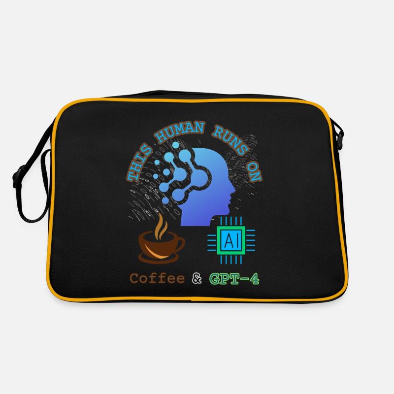 This Human Runs on Coffee & GPT-4 T-Shirt. Retro Bag