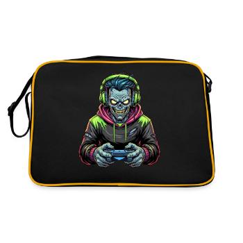 Zombie Zocker: Bis der Kopf explodiert! - Retro Tasche - Schwarz/Gold - Hinten