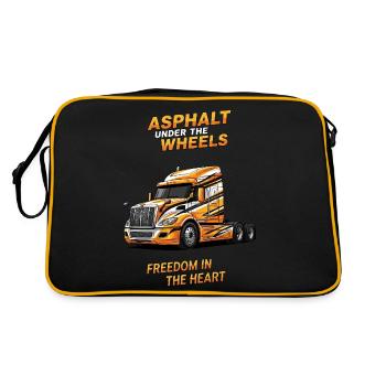 Truck driver heart & asphalt. Your trucker design - Retro Bag - black/gold - Back