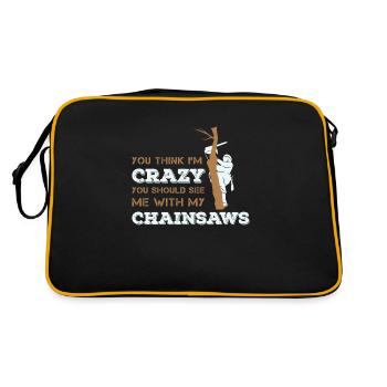 Kettensäge & Baum für Holzfäller und Arboristen - Retro Tasche - Schwarz/Gold - Hinten