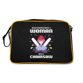 Kettensäge für Holzfällerin & Arboristin - Retro Tasche - Schwarz/Gold - Hinten