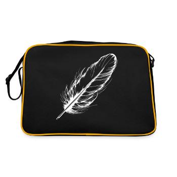Bird Feather Hand Drawn - Retro Bag - black/gold - Back