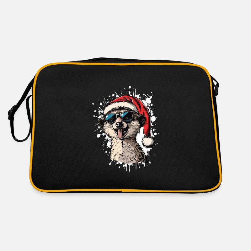 Erdmännchen Weihnachten Lustig - Retro Tasche - Schwarz/Gold