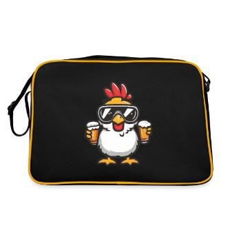 Huhn Apres Ski Bier - Retro Tasche - Schwarz/Gold - Hinten