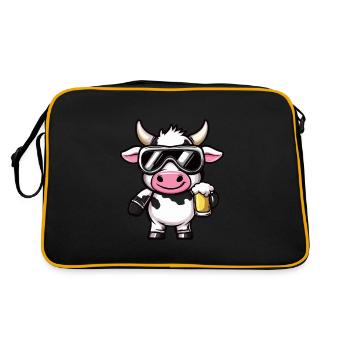 Kuh Apres Ski Bier Comic - Retro Tasche - Schwarz/Gold - Hinten