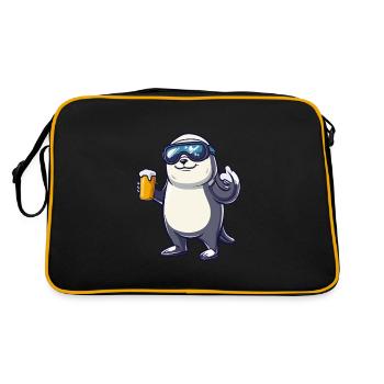 phoque animal après-ski bière bande dessinée - Sac Retro - noir/or - Dos