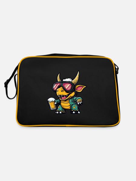 Dinosaure tricératops Bière d’après-ski - Sac Retro - noir/or - Dos