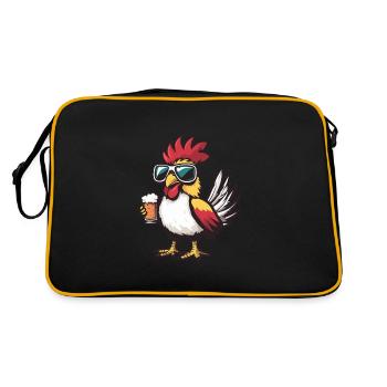 Hahn Apres Ski Bier Comic - Retro Tasche - Schwarz/Gold - Hinten