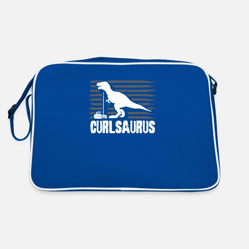 Curling Saurus Dinosaurier Curling Stein Winter Retro Tasche