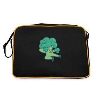 Brokkoli Broccoli Gemüse Vegetarisch Geschenkidee - Retro Tasche - Schwarz/Gold - Hinten