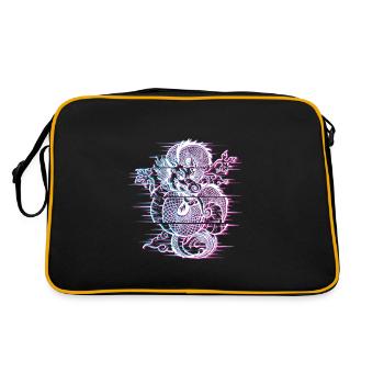 Japanese Dragon Vaporwave Japan Glitch Effect - Retro Bag - black/gold - Back