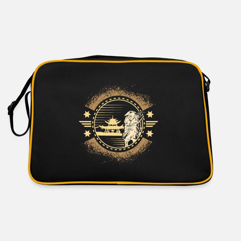 Japanischer Samurai Krieger mit Samurai und Ronin Retro Tasche