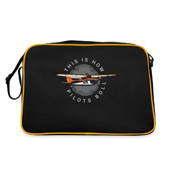 Pilot Flugkapitän Flugzeugführer Segelfliegen - Retro Tasche - Schwarz/Gold - Hinten