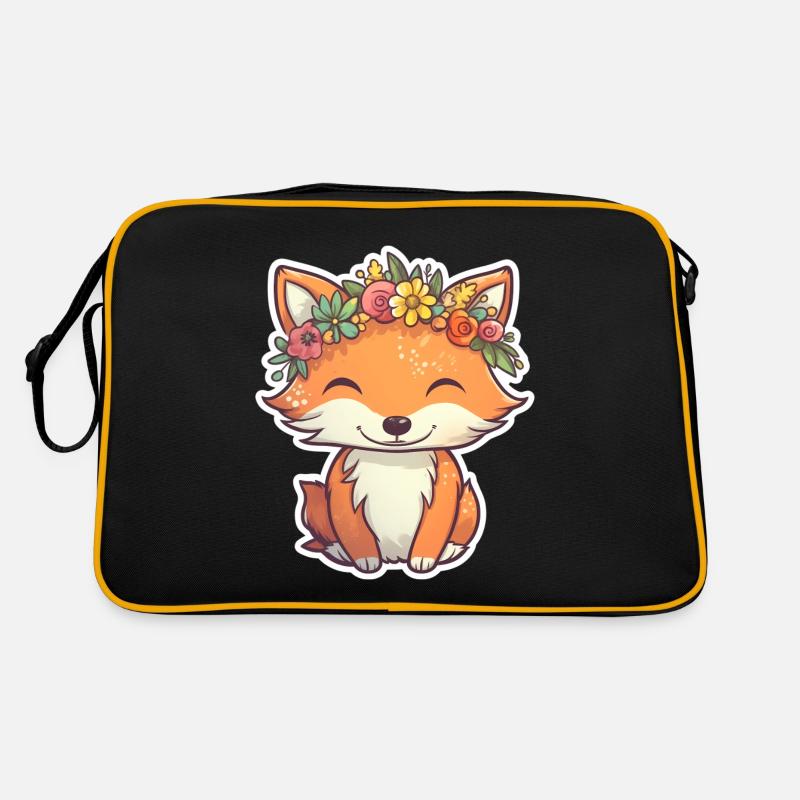 Petit renard avec couronne de fleurs Sac Retro