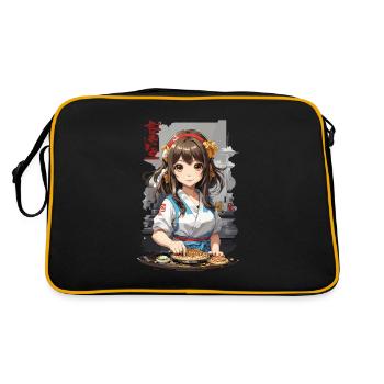 Anime Okonomiyaki Cuisine Manga Fille - Sac Retro - noir/or - Dos