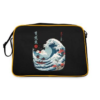 Japonais Kanagawa Wave Vintage Ukiyo-E - Sac Retro - noir/or - Dos
