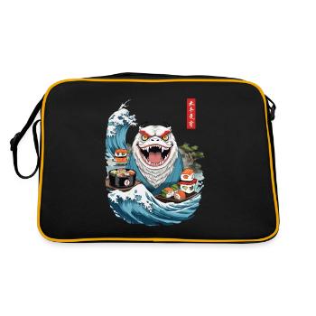 Japan Sushi Ukiyo-E Yokai Monster Streetwear Art - Retro Tasche - Schwarz/Gold - Hinten