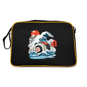 Rouleau de sushi japonais Vintage Ukiyo-E Design - Sac Retro - noir/or - Dos