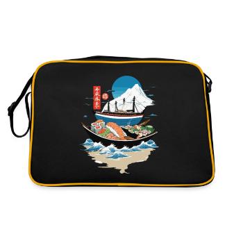 Japanische Sushi Bowl Streetwear Kunst - Retro Tasche - Schwarz/Gold - Hinten