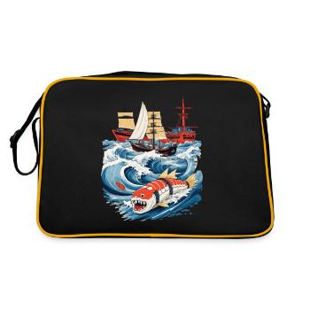 Sushi drôle fantaisie vintage Japon esthétique - Sac Retro - noir/or - Dos