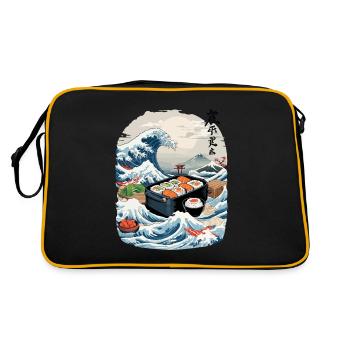 Japanese Sushi Ukiyo-E Art Aesthetic Design - Retro Bag - black/gold - Back