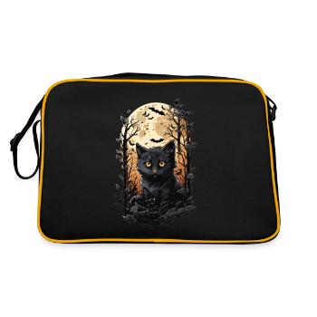 Chat Pleine Lune Halloween Sort Chats Magiques - Sac Retro - noir/or - Dos