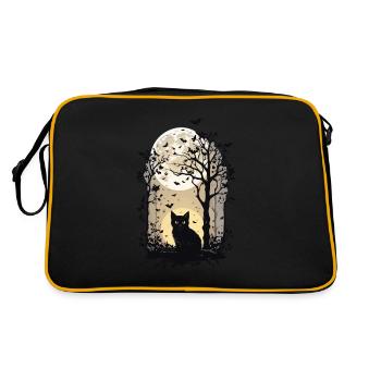 Witches Cat Halloween Full Moon Aesthetic - Retro Bag - black/gold - Back