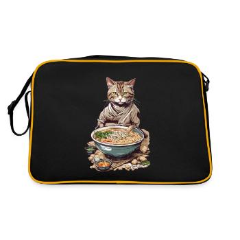 Cat Loves Ramen Japon Esthétique Streetwear - Sac Retro - noir/or - Dos