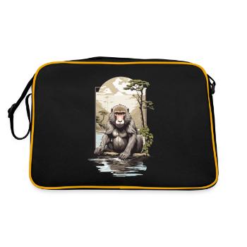 Asian Monkey Nature Aesthetic Monkey Design - Retro Bag - black/gold - Back