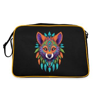 Spirit Jackal Mandala Esoteric Art - Retro Bag - black/gold - Back