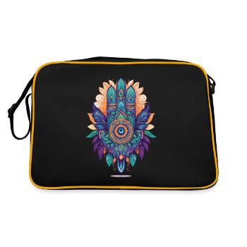 Hamsa Main Spirituel Mandala Plumes Design - Sac Retro - noir/or - Dos