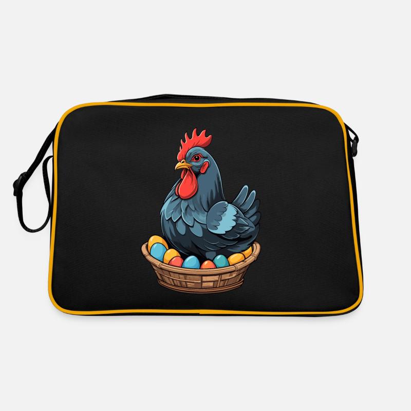 Easter Chicken Colorful Cute Funny Easter Eggs Nest Retro Bag
