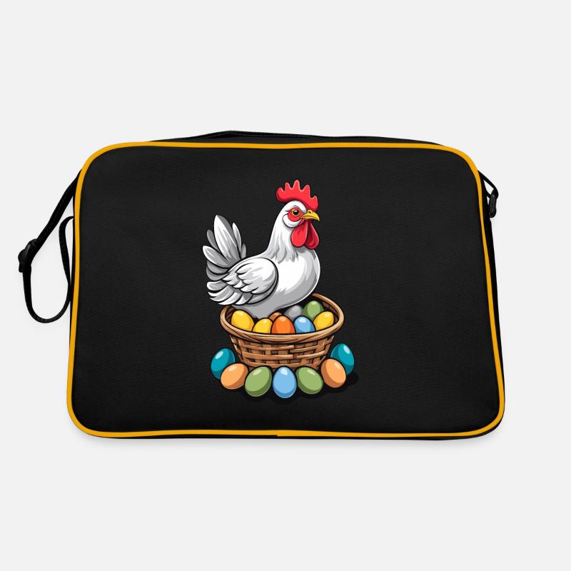 Easter Chicken Colorful Cute Funny Easter Eggs Nest Retro Bag
